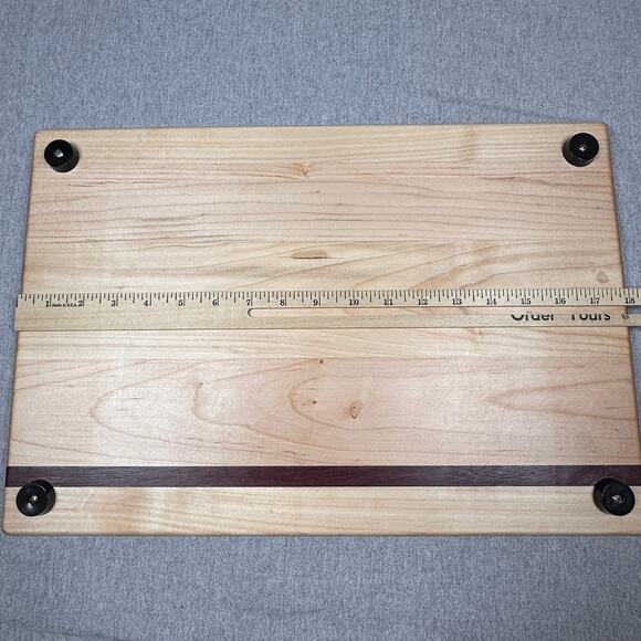 Handcrafted Cutting Board 12x18 Maple and Purple Heart Sleek Modern Rustic - Picture 4 of 4
